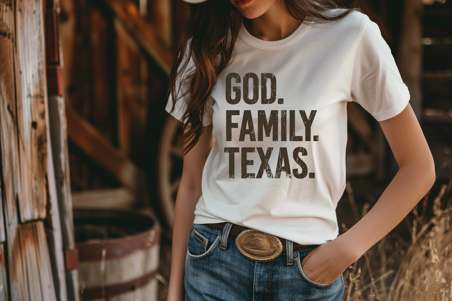 God. Family. Texas. Short Sleeve T-Shirt - Women's White