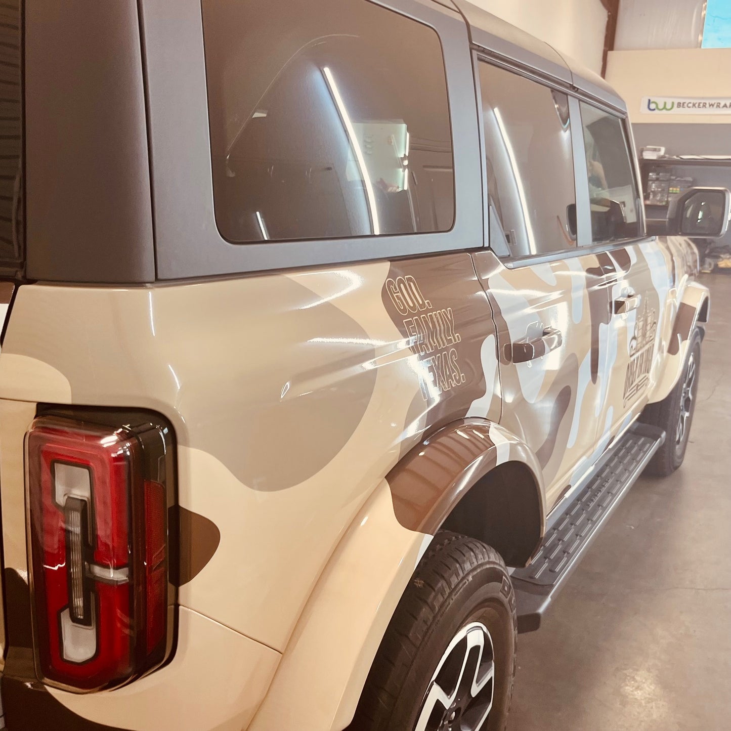 God. Family. Texas. Custom Camo Vehicle Wrap