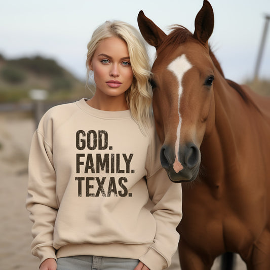 God. Family. Texas. Sweatshirt - Women's