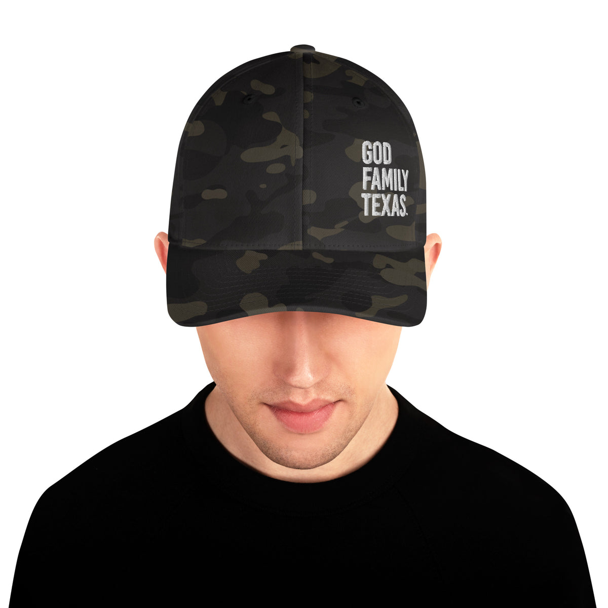 God Family Texas Structured Twill Cap - Dark Green Camo