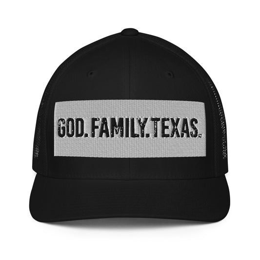 God. Family. Texas. Closed-Back Trucker Cap - Black