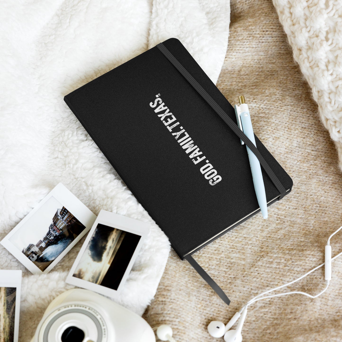 God Family Texas Hardcover Bound Notebook - Black