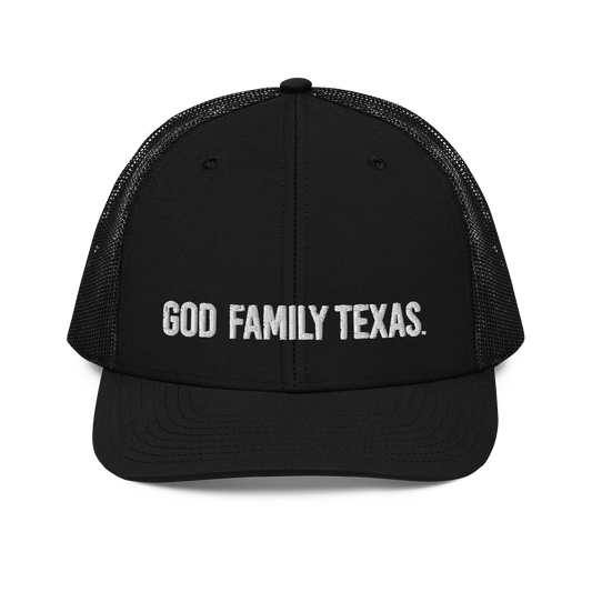 God Family Texas Closed-Back Trucker Cap - Black