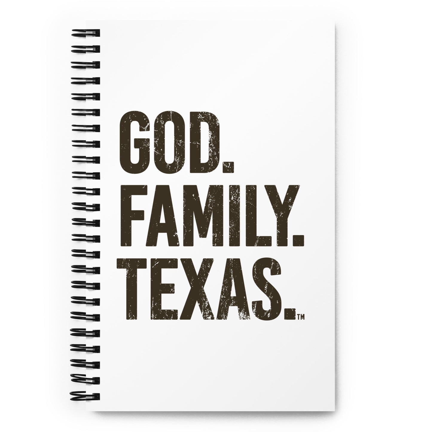 God. Family. Texas. Spiral Notebook - White