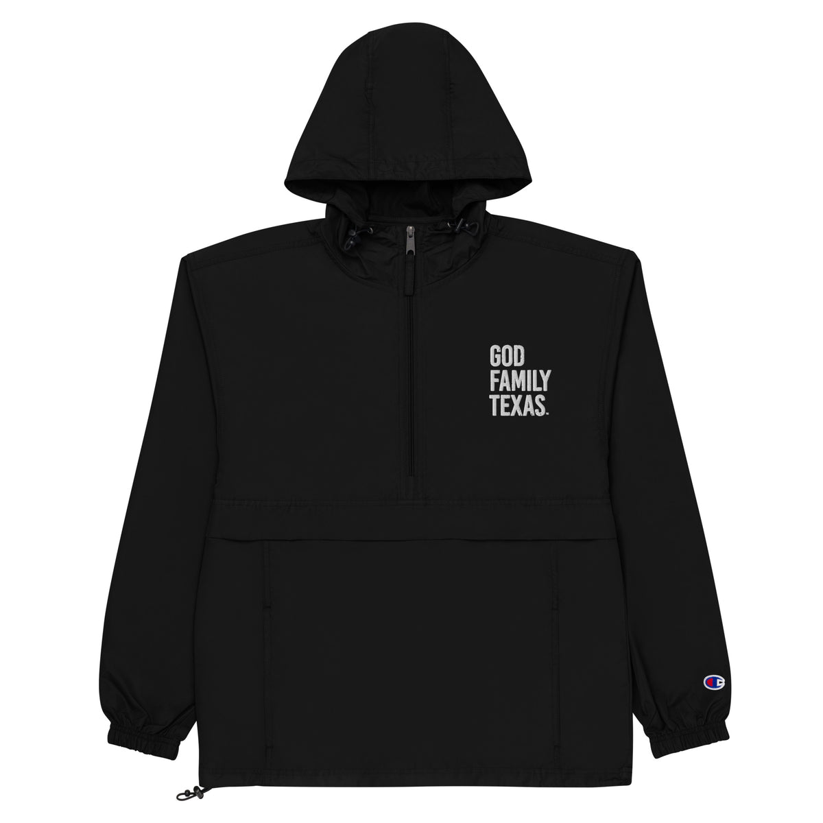 God Family Texas Embroidered Champion Packable Jacket