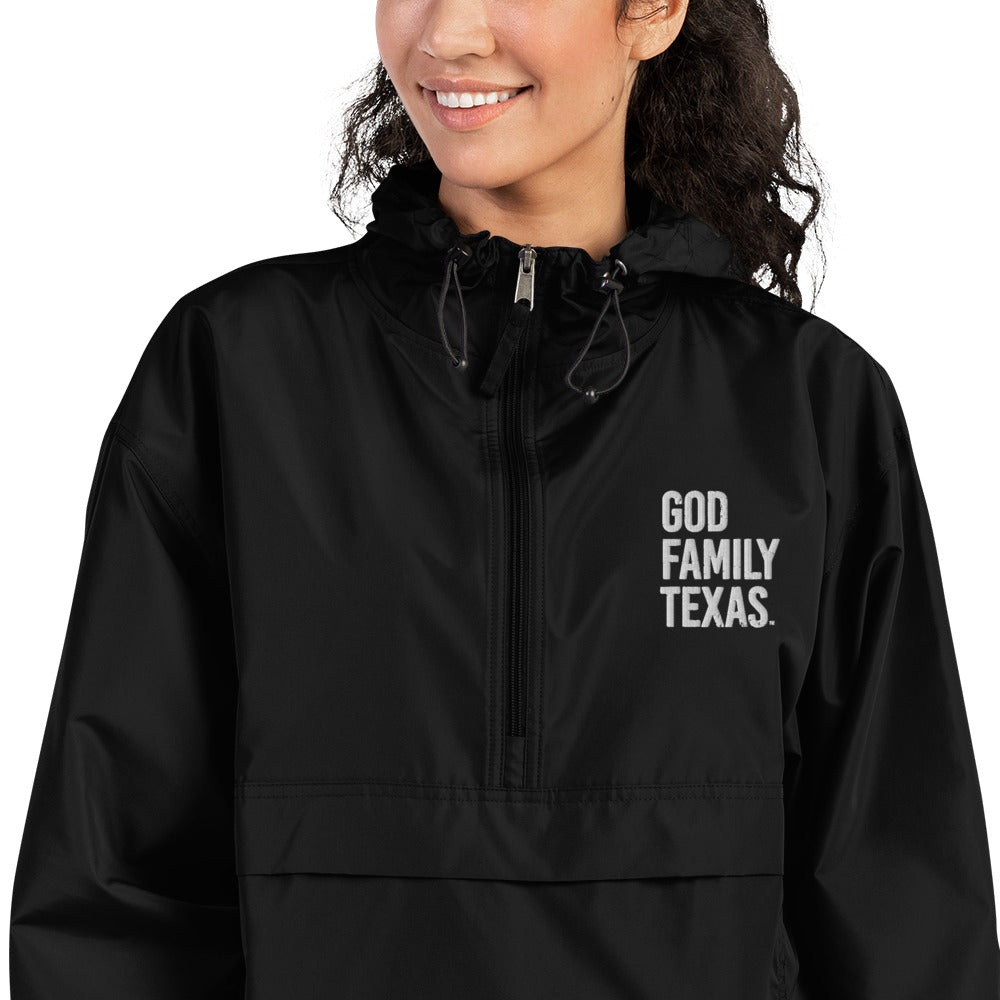 God Family Texas Embroidered Champion Packable Jacket