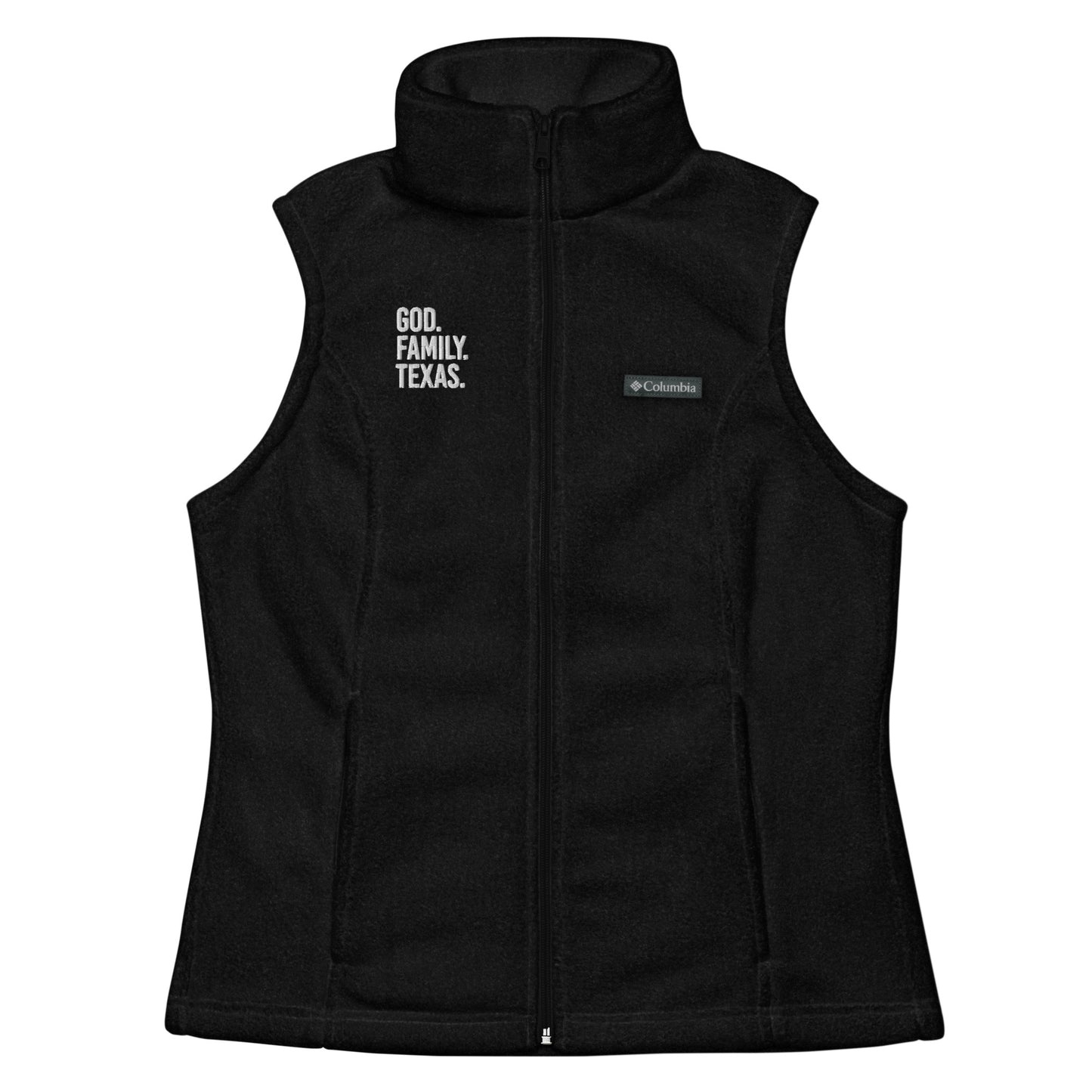 God. Family. Texas. Women’s Columbia Fleece Vest - Black